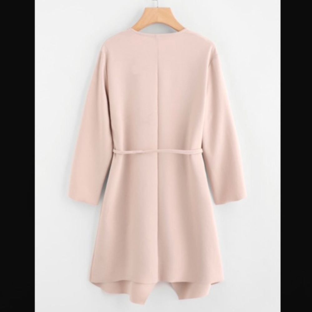 Waterfall Collar Pocket Front Wrap Coat - Picture 4 of 8